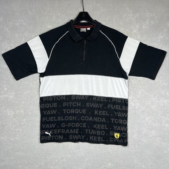 PUMA Ferrari SF Scuderia Street 1/4 Zip Urban Black Polo Shirt Men's Size Large - Picture 3 of 11